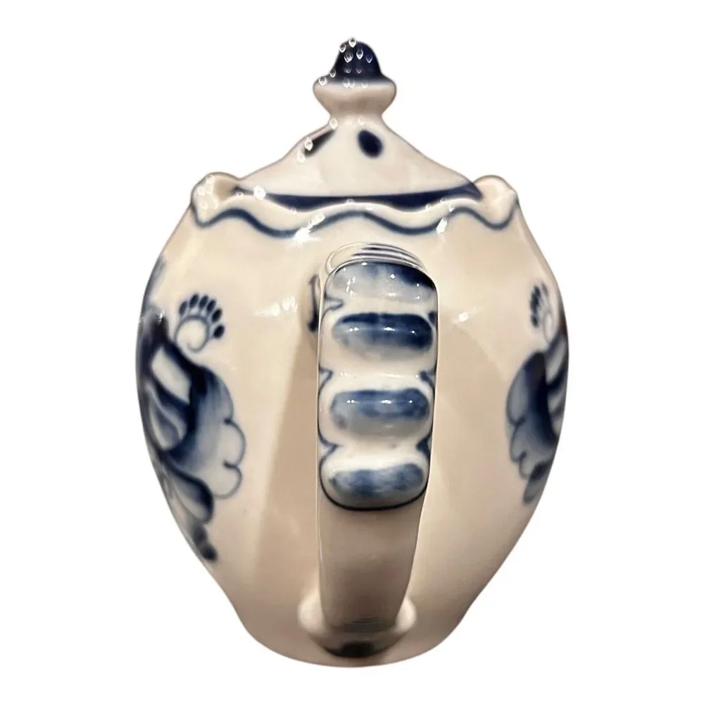 Russian Porcelain GZHEL‎ Coffee Tea Pot with paper label inside